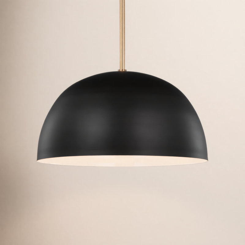 Leona 1-Light Dimmable Metal Dome Single Pendant, Black