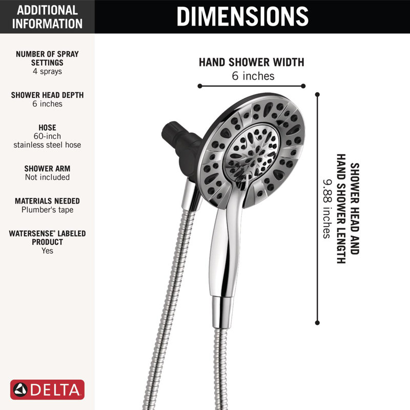 In2ition 4-Setting Two-in-One Shower, 1.75 GPM, Chrome