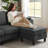 101'' Corduroy Upholstered Sectional Sofa With Storage Ottoman-661639649