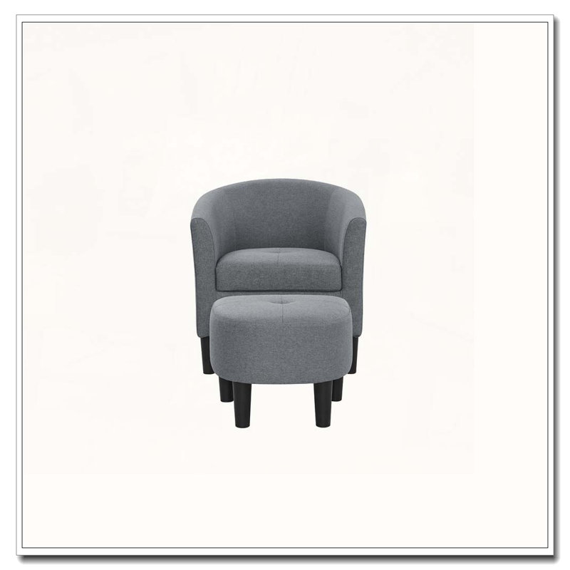 25.5" Wide Polyester Barrel Chair and Ottoman