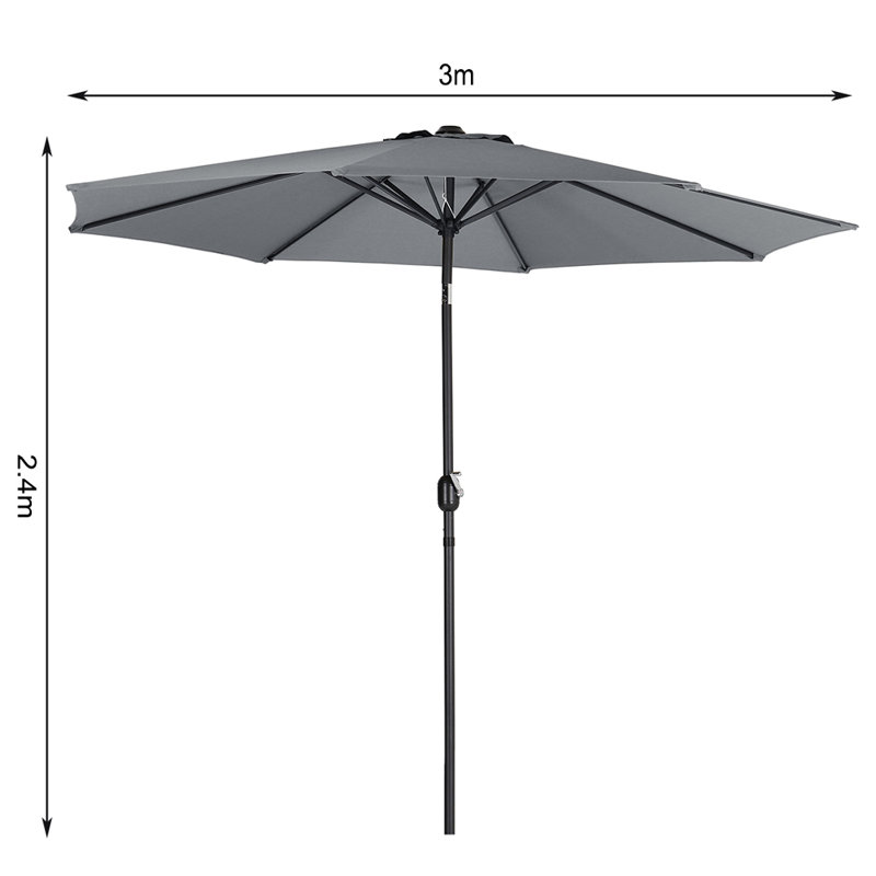 Aaroon 300cm Market Parasol, Dark Grey
