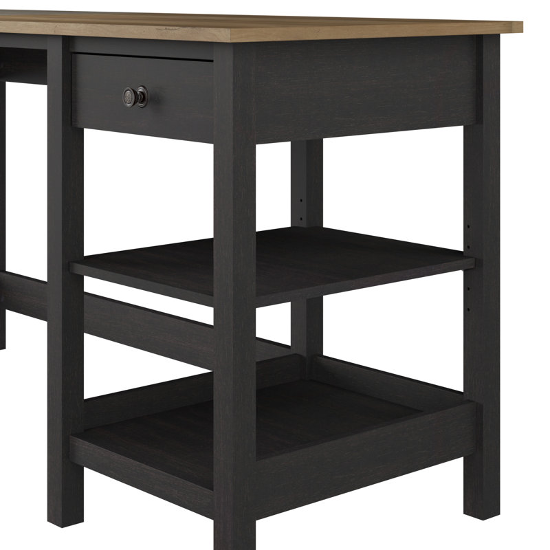 Huckins 2 Piece Computer Desk Office Set, Brown/Black