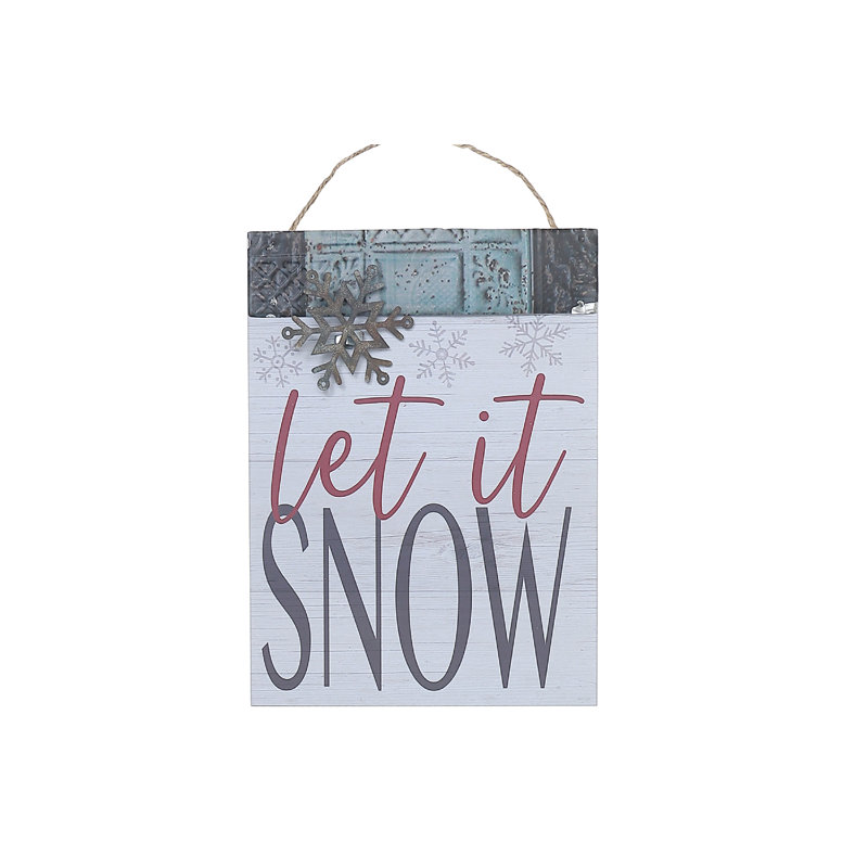 Porte-affiche mural en bois Let It Snow