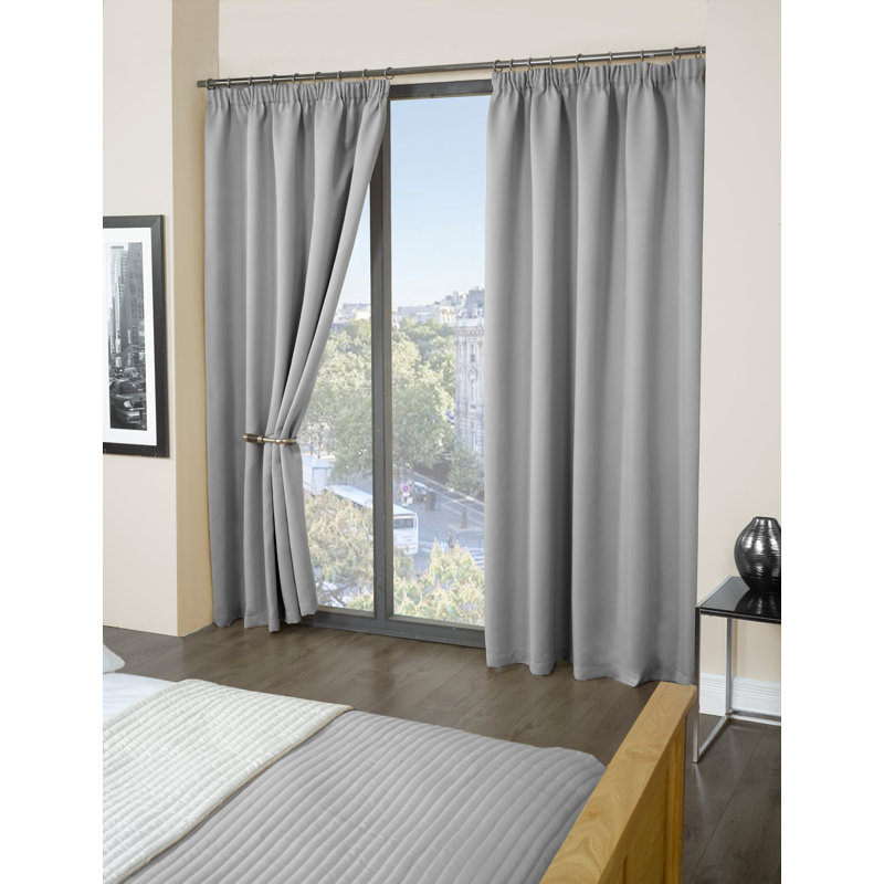 Cozine Blackout Curtain Pair, 168 W x 183 D cm, Silver Grey