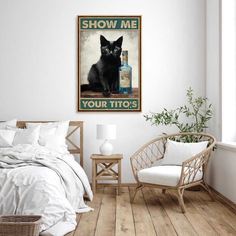 Chat noir «Show Me Your Titos» - 1 pièce G Cat Show Me Your Titos, H 14 po x l 11 po x P 1,25 po