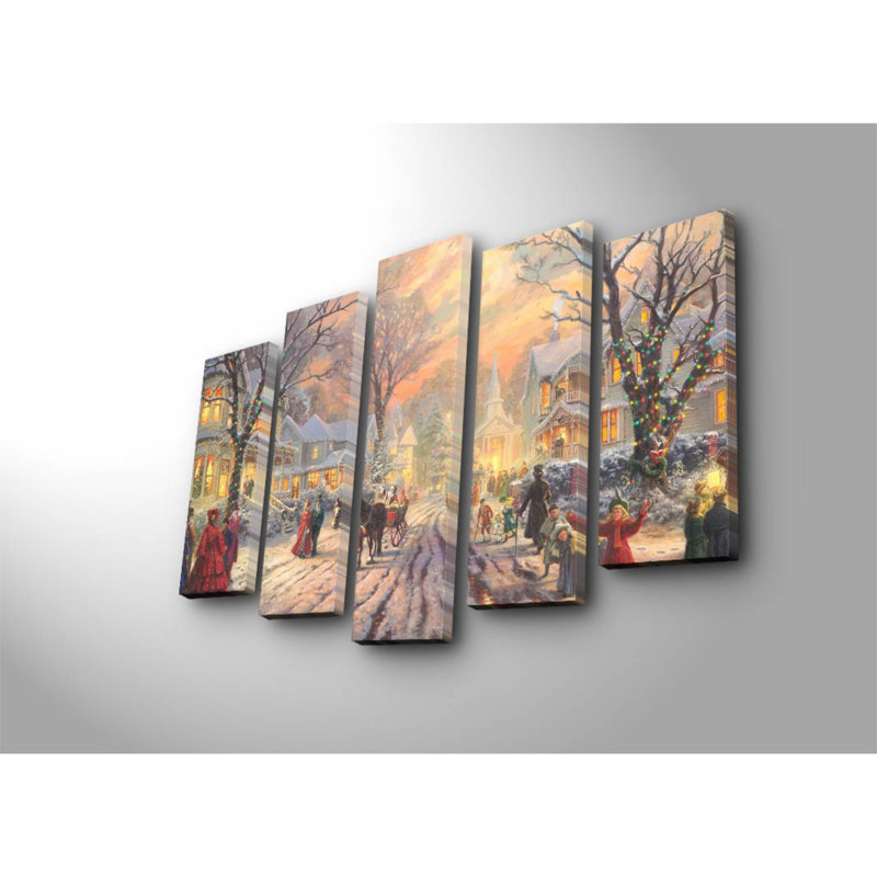 Superbe ensemble de 5 peintures sur toile 100% suède, taille totale: 41,3 po x 27,6 po | 100% cadre en bois, épaisseur: 1,2 po | Idéal pour le salon, la chambre à coucher, le bureau et les œuvres d'art accrocheuses
