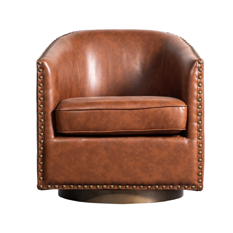 Fauteuil d'appoint pivotant Byran, Similicuir brun
