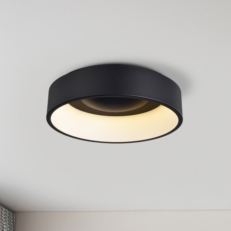 Plafonnier encastré 1 lumière DEL Lucien, Noir, H 6,06 po x l 17,75 po x P 17,75 po