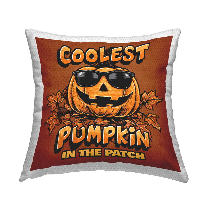 Coussin d'extérieur imprimé Coolest Pumpkin avec lunettes de soleil par Jedco Brands, Inc.