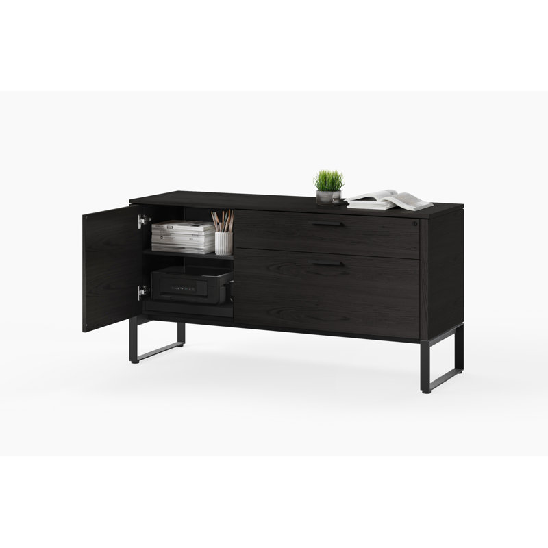 Linea Office Multifunction Cabinet, Charcoal Stained Ash