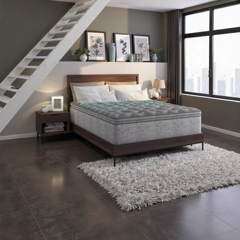 Matelas en mousse à 2 côtés Restonic Comfort Care 9 po, confort moyen, très grand simple, gris et bleu, Simple extra long