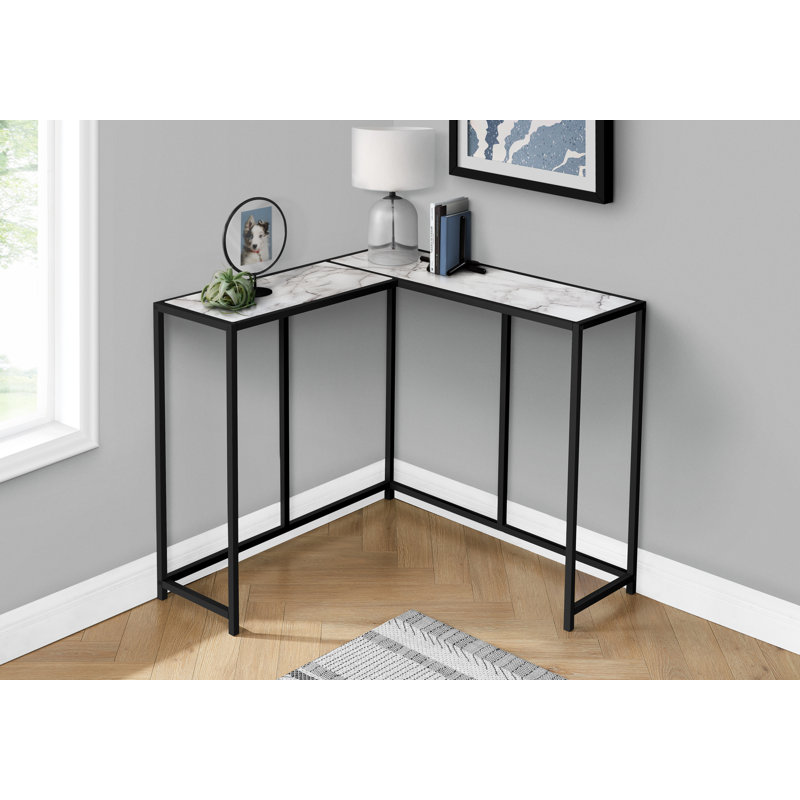 36'' Console Table, Black, White Marble