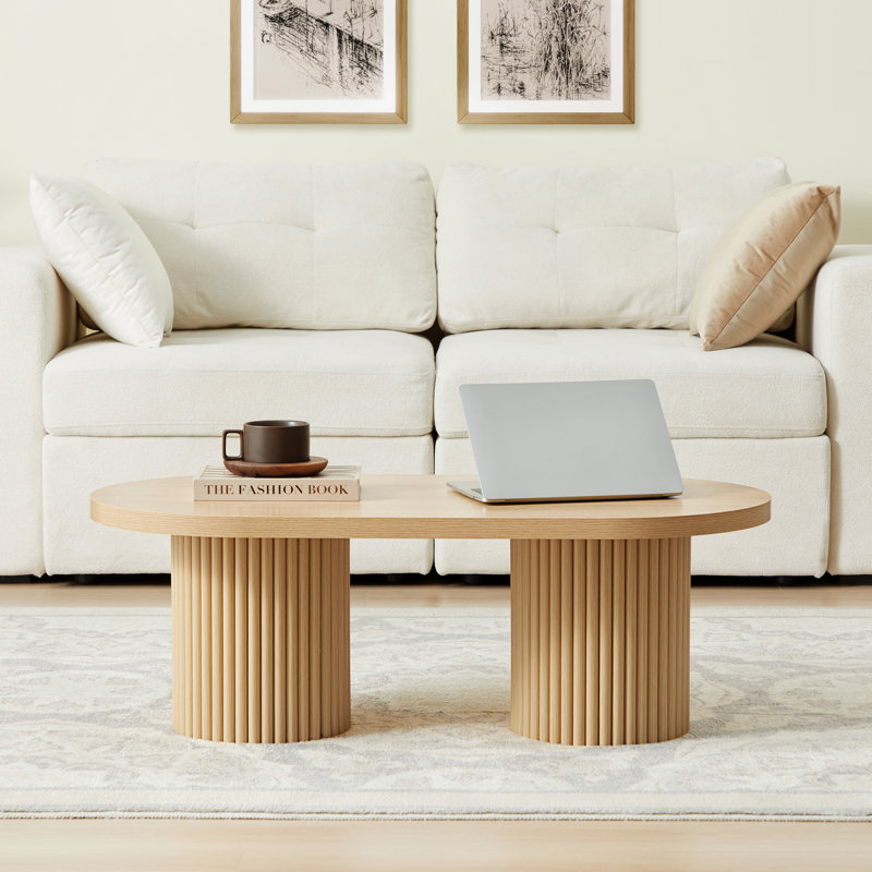 39.38'' W Oval Single Coffee Table, Natural
