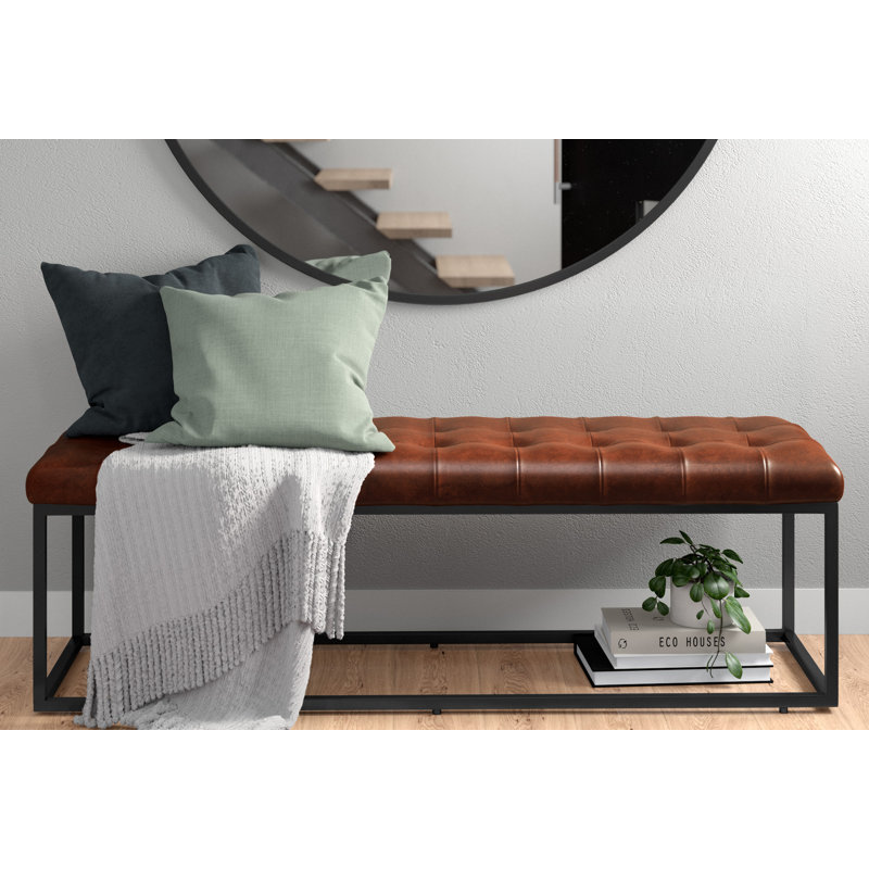 Pearson 50"-55" Genuine Leather Bench, 17.5" H x 55" W x 17" D, Saddle Top Grain Leather