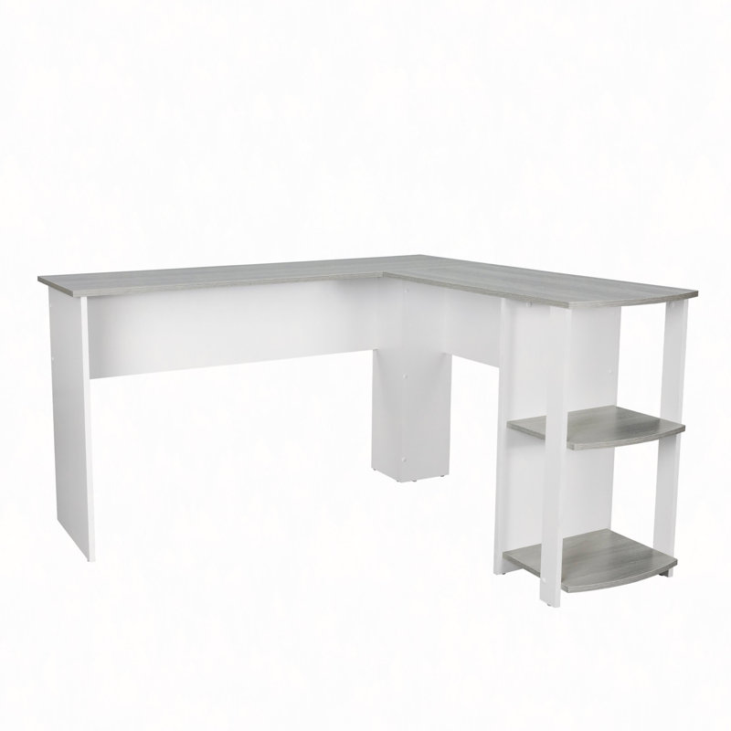 Bureau moderne en L avec tablettes latérales