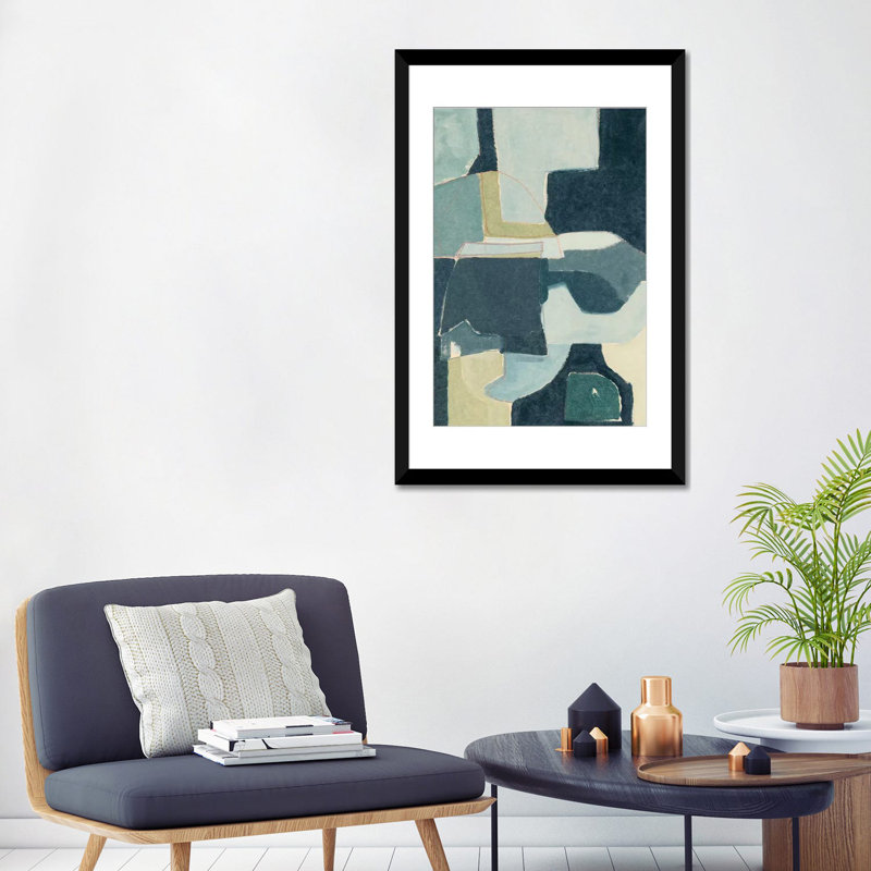 «Blue Note III», reproduction sur toile, H 32 po x l 24 po x P 1 po, Papier d'art encadré noir, Blanc