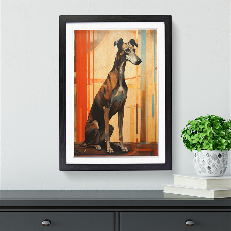 Greyhound Art Deco Art - Framed Print