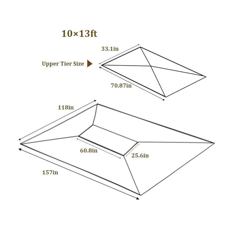 Remplacement du pavillon de jardin brun de 13 pi x 10 pi - Protection et protection contre les intempéries