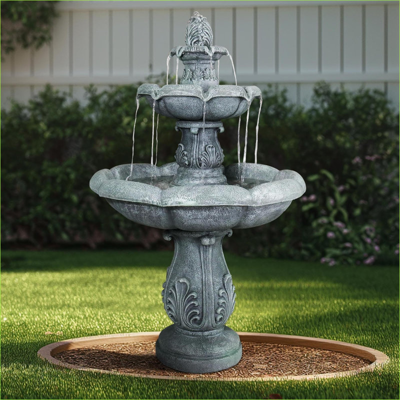 Fountains 48" H Elegant Outdoor Fountain for Garden Patio Lawn | Slate Gray | Concrete / Cement