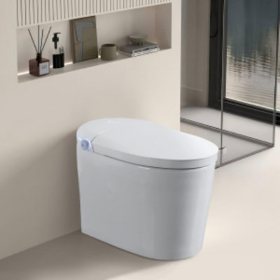 Tankless Smart Toilet With Bidet Built In, One-piece, Auto Flush, Auto Open/Close,Heated Seat, Bubble Wash,Warm Water & Dry, Adjustable Temp,Remote Control