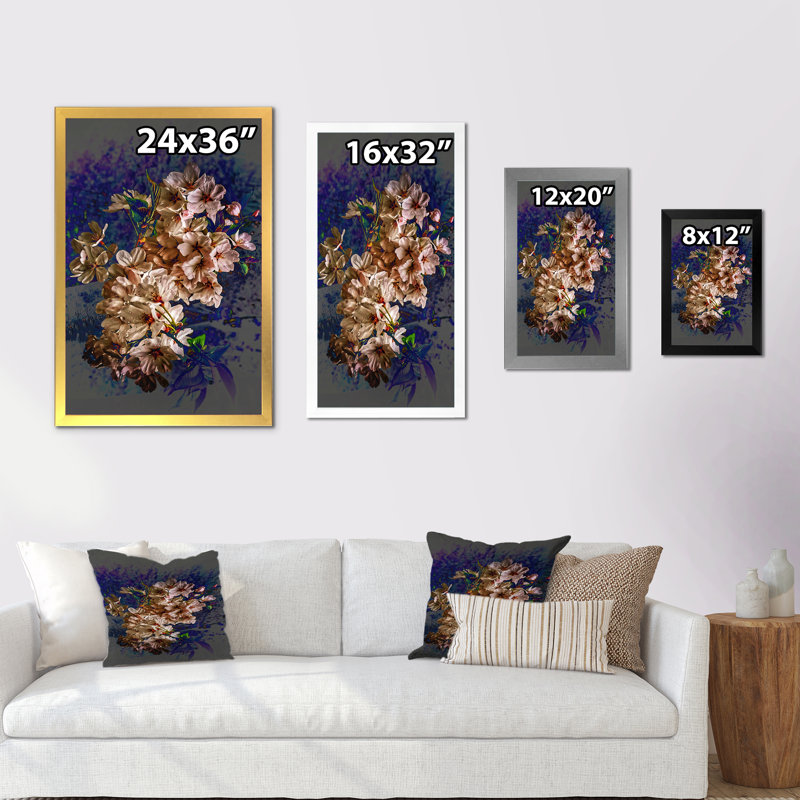 Détail botanique des fleurs - décoration murale traditionnelle sur toile, H 32 po x l 16 po x P 1 po