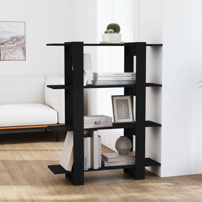 Burnaby 123.5 cm H Etagere Bookcase, 123.5cm H x 100cm W x 30cm D, Black