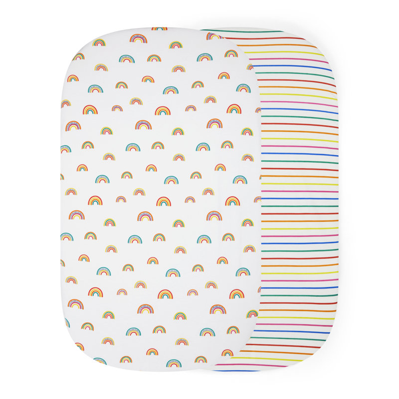 2 PACK FITTED CRIB SHEETS - RAINBOW DREAMS