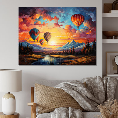 Yellow Hot Air Ballon III - Hot Air Balloon Wall Art Living Room