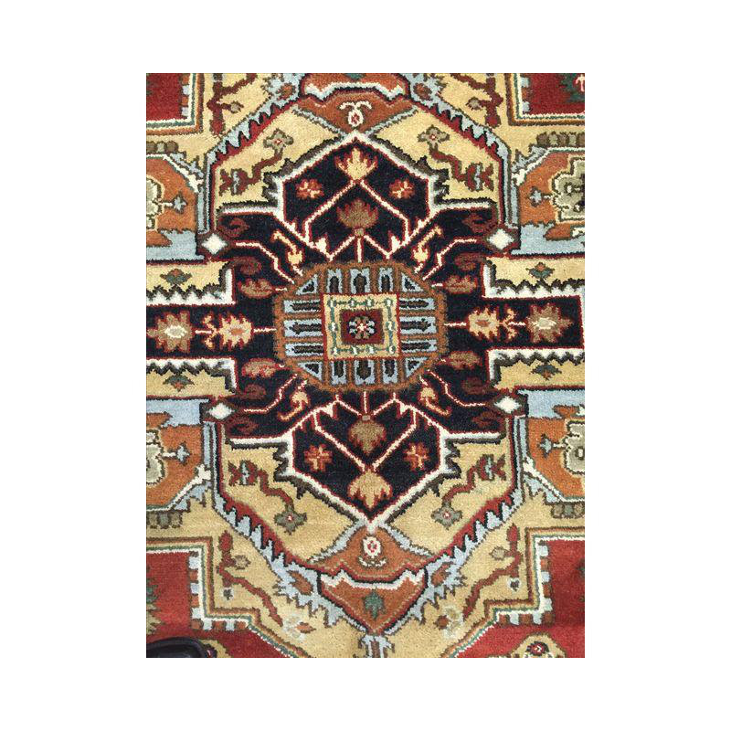 Hand Knotted Wool Area Rug in Rust