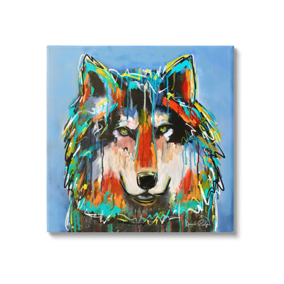 " Bold Wolf Dripping Paint Saturated Graffiti Street Style " by Karrie Evenson Painting Print