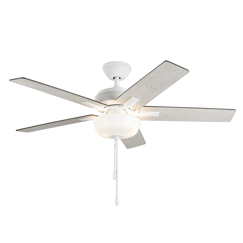 Erikson 52-In Fan + LED Kit With Bulb Ceiling Fan, White, Brown