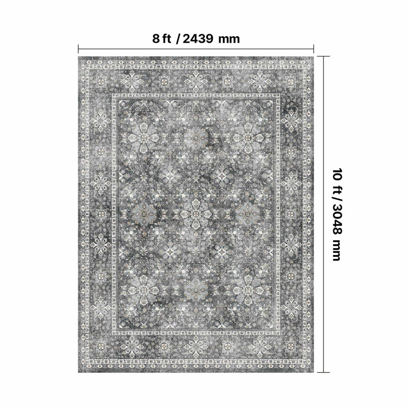 Tapis large antidérapant et antidérapant 8 pi x 10 pi gris rétro