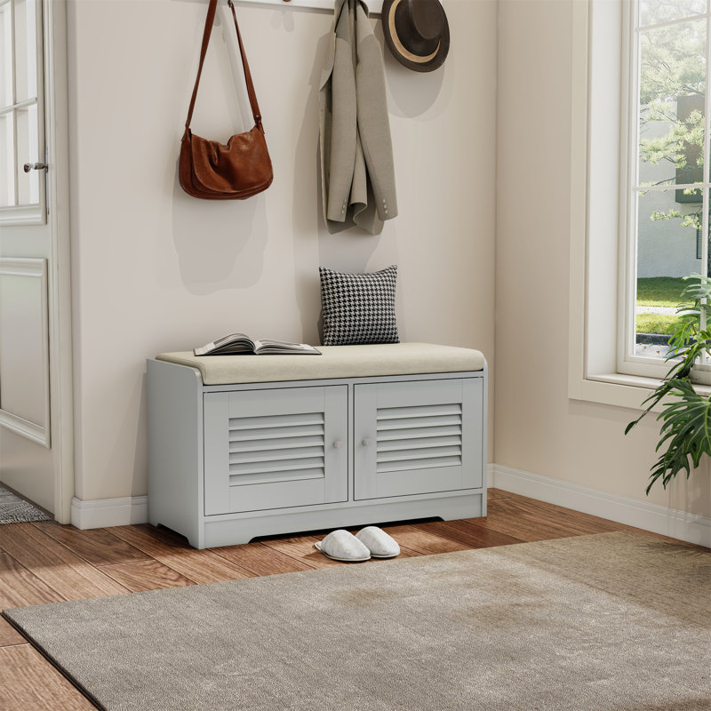 Banc de rangement à chaussures 28,74 "avec armoire 2 portes