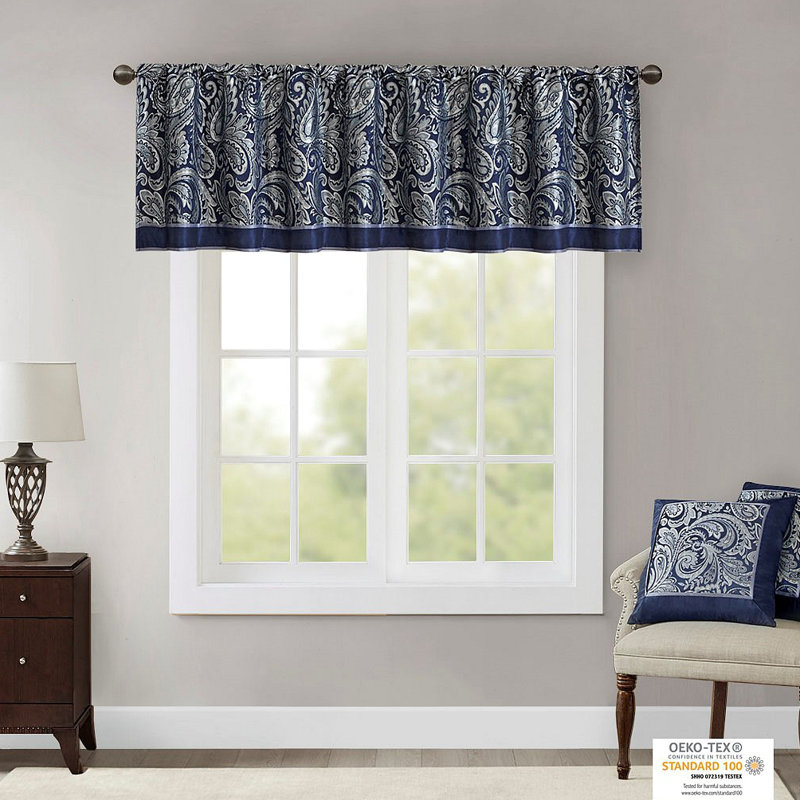 Cantonnière jacquard 50 x 18 po, Bleu