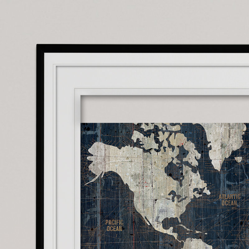 " Old World Map ", 20" H x 24" W x 1.5" D, Black