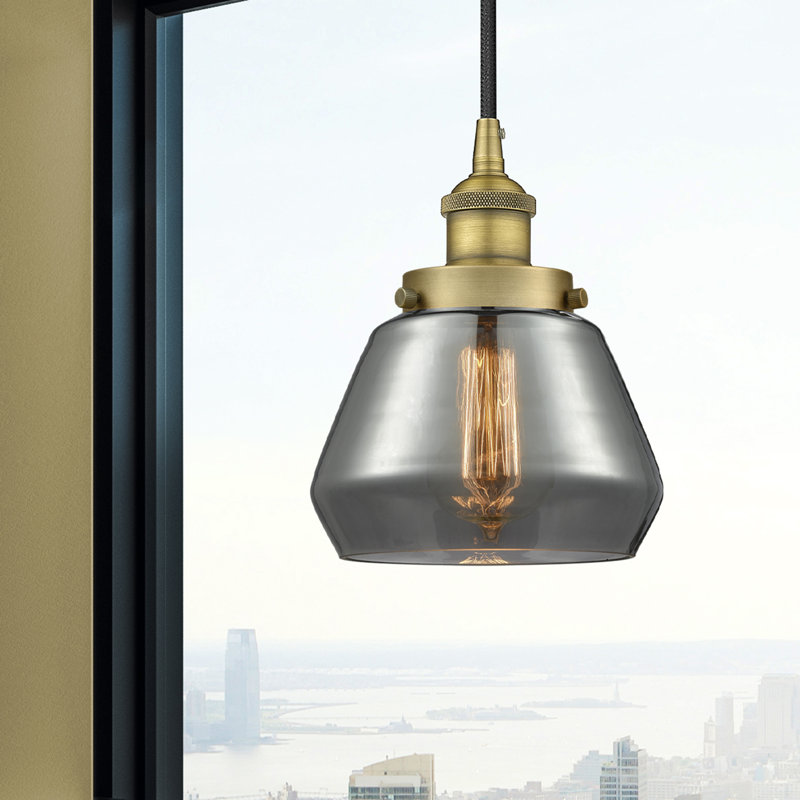 Luminaire suspendu conique à 1 lumière Cahn, Brun, Laiton brossé