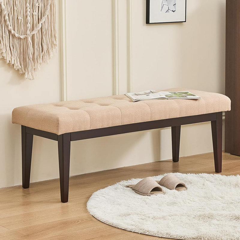 Banc de chambre rembourré avec repose-pieds en cuir et banc d'appoint