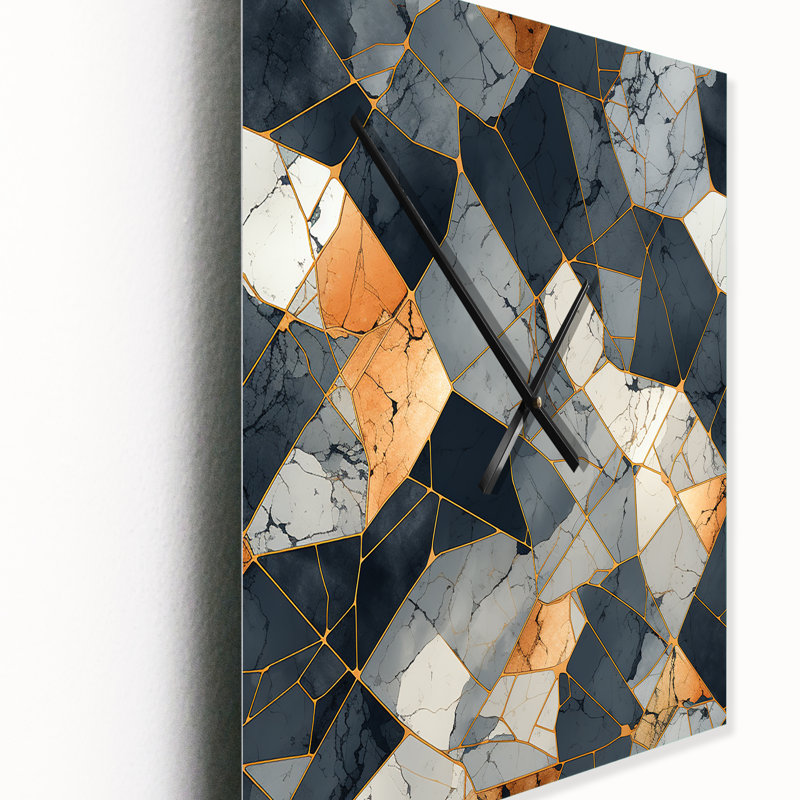 Industrial Chic Marble Escape - Glam Wall Clocks, Medium