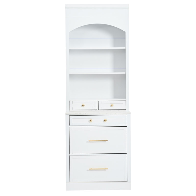 TOPMAX Modern 83.7Inch High Kitchen Pantry , White/Gold