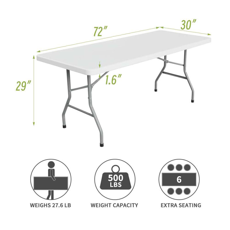 Table d'événement non pliable pour l'extérieur, H 29 po x l 72 po x P 30 po