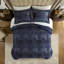 Couette King 4 pièces bleu marine - Chenille à couches contrastées, cordon décoratif sur les taies d'oreiller, finitions améliorées 2022, rembourrage 100 %