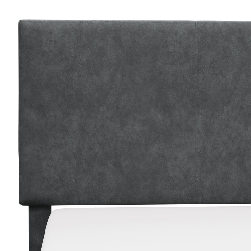 Grand lit plateforme tapissier Kylise avec 2 ports USB, Grand