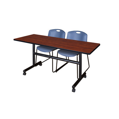 Nicklos Flip-Top Training Nesting Table, 2 Zeng Stack Chairs -  Inbox Zero, EDB91ED229594AFBABA2E23D8871E5CB