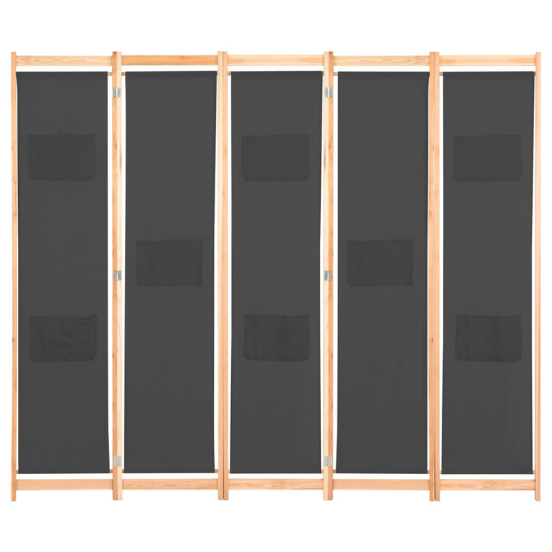 Paravent pliable pour diviser une pièce, gris, 5, H 66,9 po x l 78,7 po x P 1,6 po