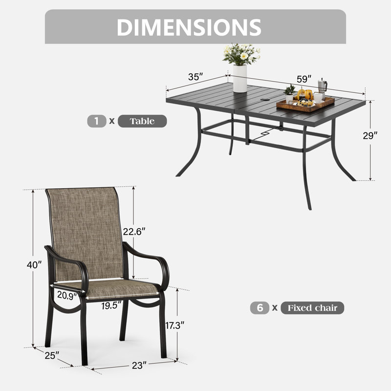6-person Patio Dining Outdoor Table Set