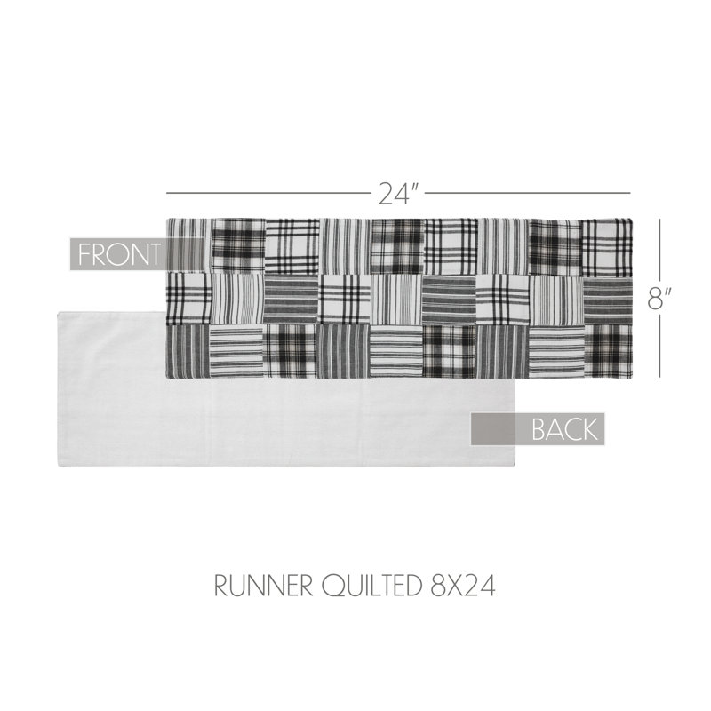 Sawyer Mill Black Runner Quilted 12x36, 24" x 8"