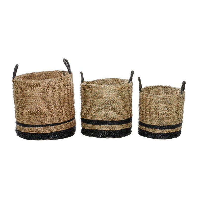 Ensemble de paniers tissés en ruppie maritime 3 pièces