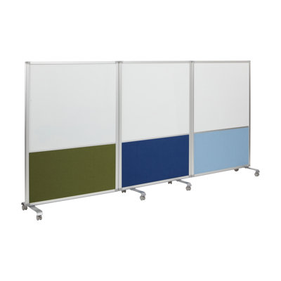 ECR4Kids Mobile Dry-Erase and Flannel Split Room Divider, 3-Panel, School Supplies