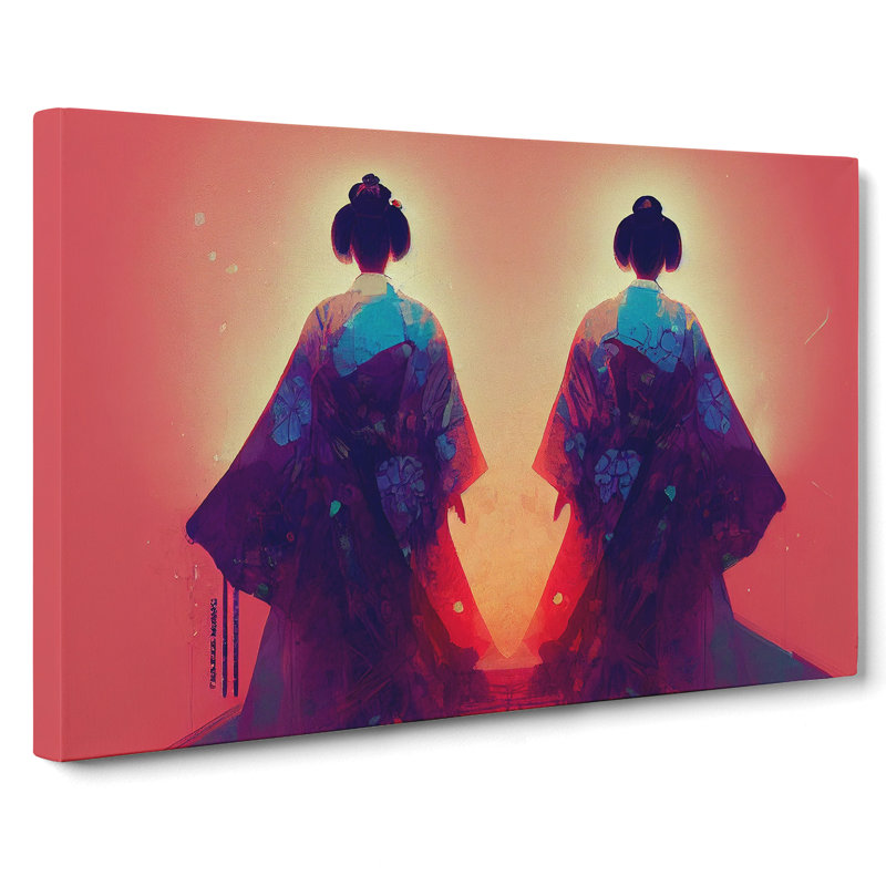 Two Geisha - Wrapped Canvas Print, 35cm H x 50cm W x 3cm D