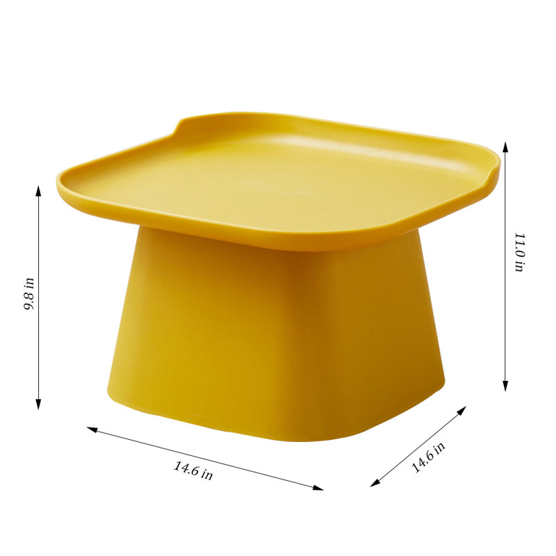 Table d'appoint carrée pour table basse moderne, Jaune, H 11 po x l 18,9 po x P 18,9 po